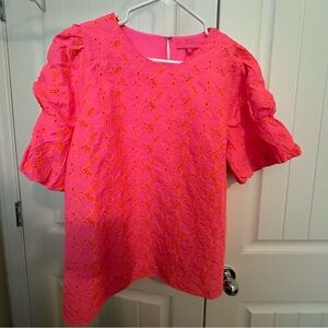NWOT- XL- Lilly Pulitzer Bright Pink Eyelet Blouse